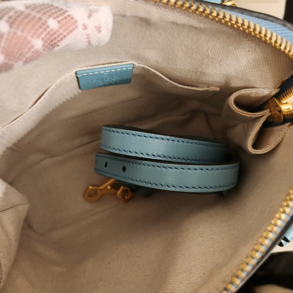 Gucci MINI HORSEBIT 1955 HANDBAG IN BLEU - Picture 9 of 17